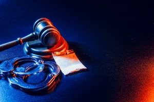 judge gavel with drugs