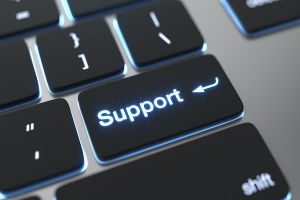 keyboard button that says support