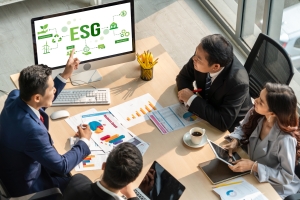 Looking at computer screen that says "ESG"