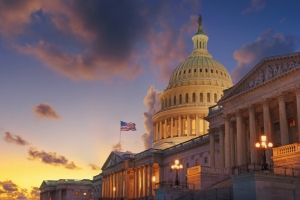 sunset over U.S. congress building