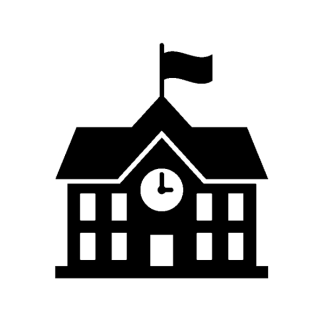 building with flag school icon