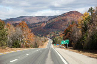 nh road in mountains fall foliage