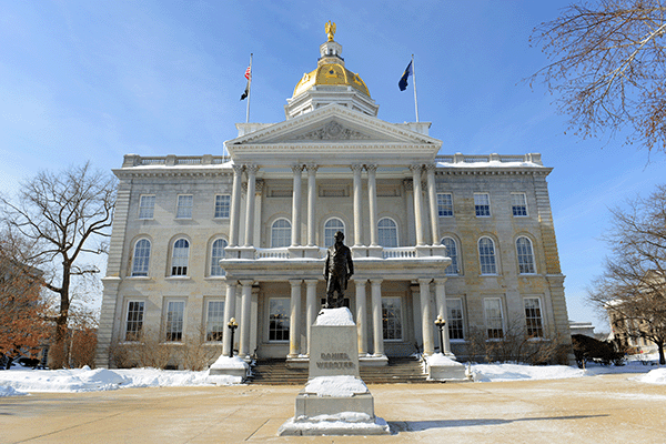 New Hampshire State House in winter